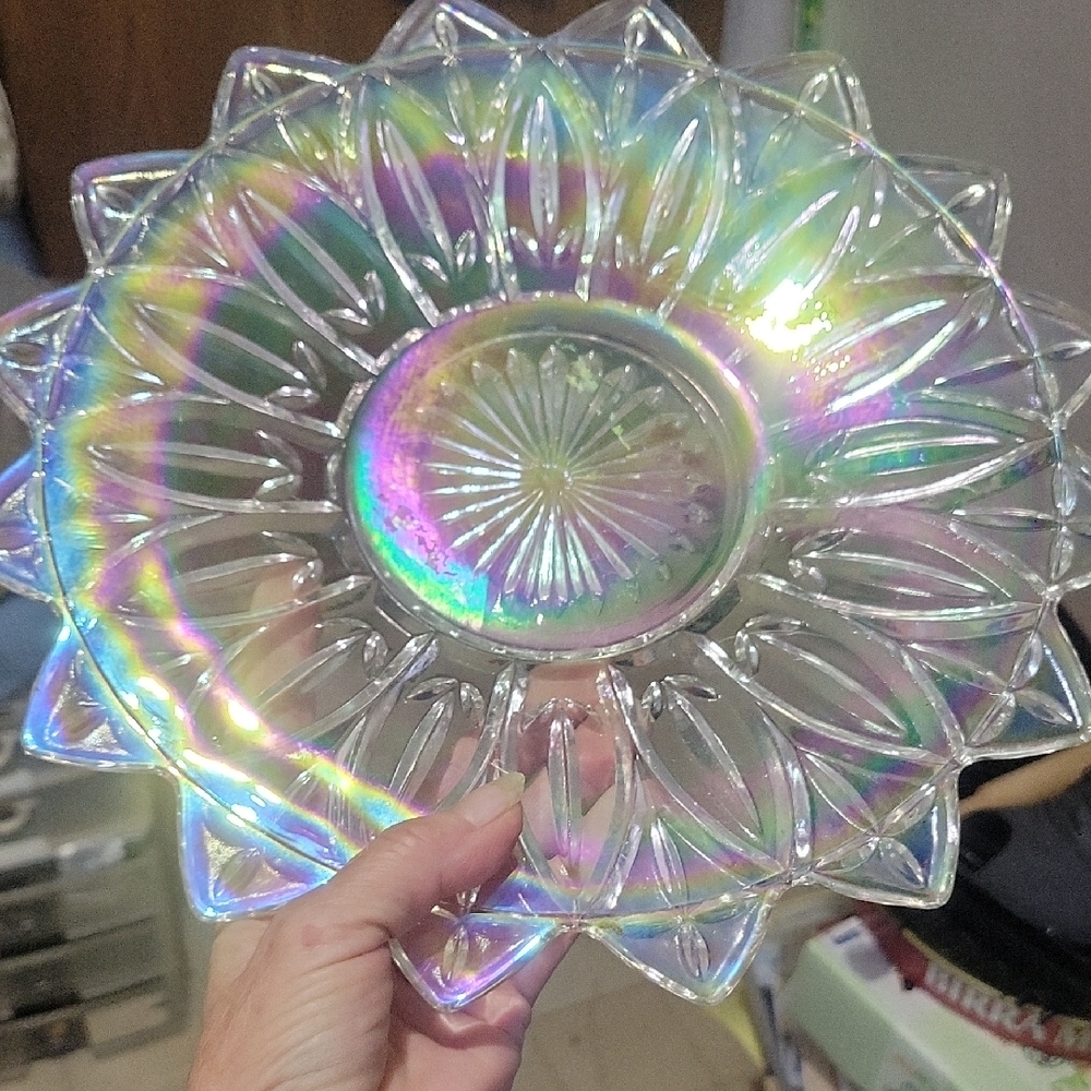 Iridescent 11" Glass Decorative Plate